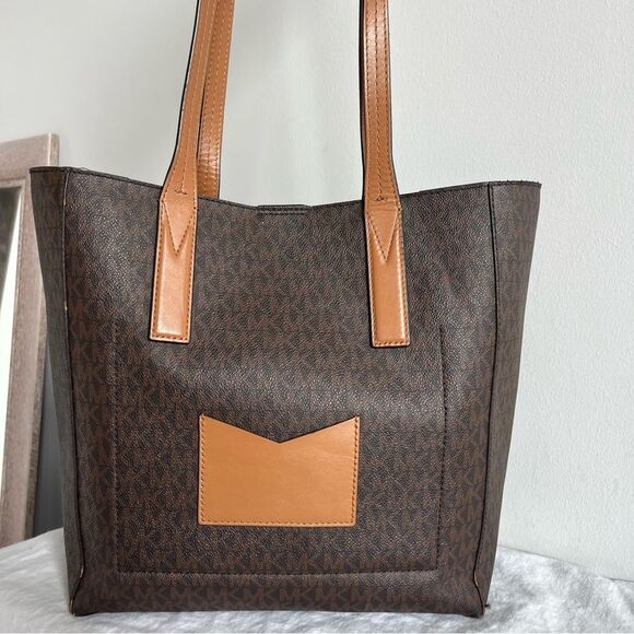 MICHAEL KORS Brown Signature North South Jet Set Voyager Tote laptop Work Bag - Picture 4 of 11